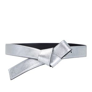Acne Studios Musubi Knot Belt in Silver | Laminated leather | Size M